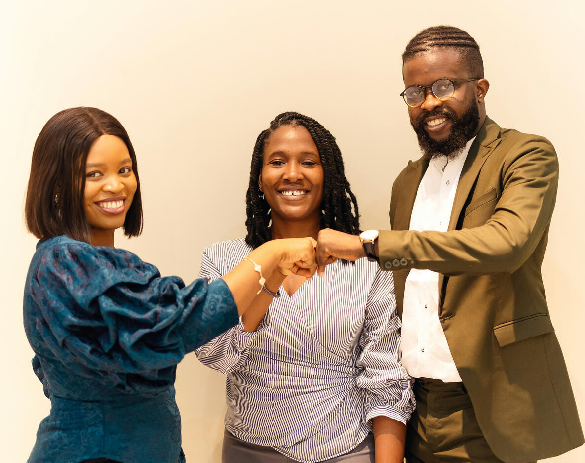Long nails painted a shade of baby blue.